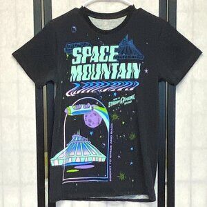 Disney Space Mountain Tee Black M Parks Exclusive Graphic T-Shirt Short Sleeve